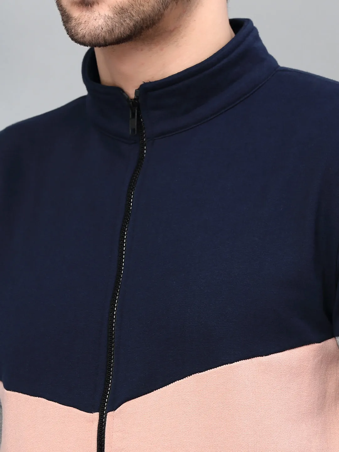 Color Blocked High Neck Fleece Jacket