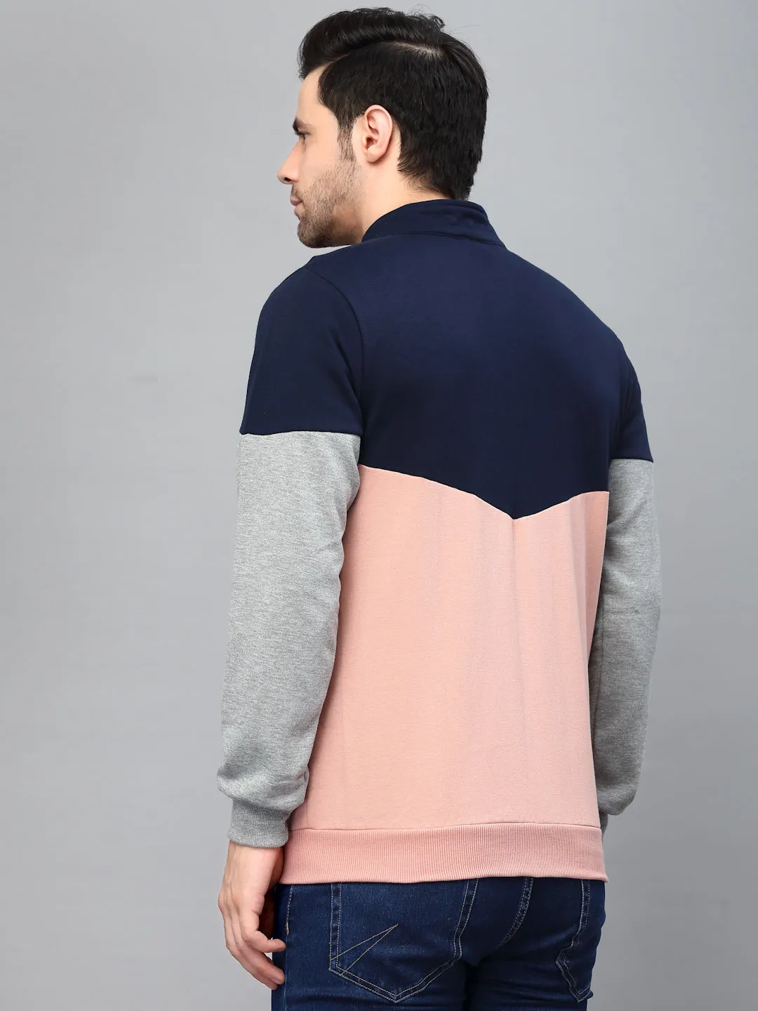 Color Blocked High Neck Fleece Jacket