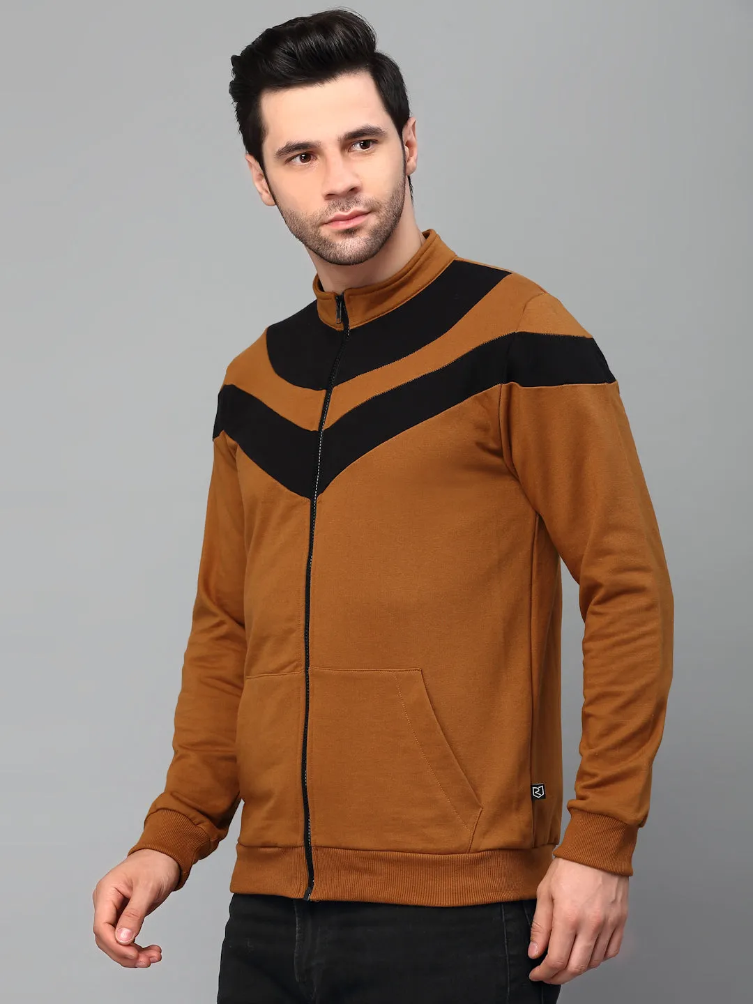 Color Blocked High Neck Fleece Jacket