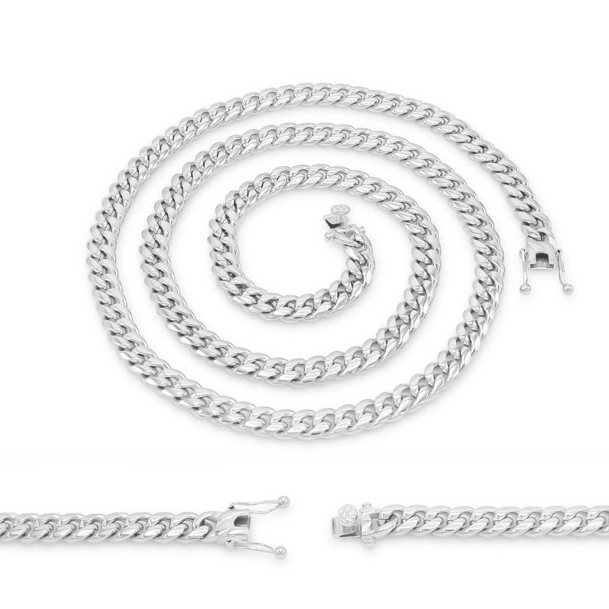 Cuban Link Chain Silver Curb Necklace 30" Stainless Steel Jewelry For Men