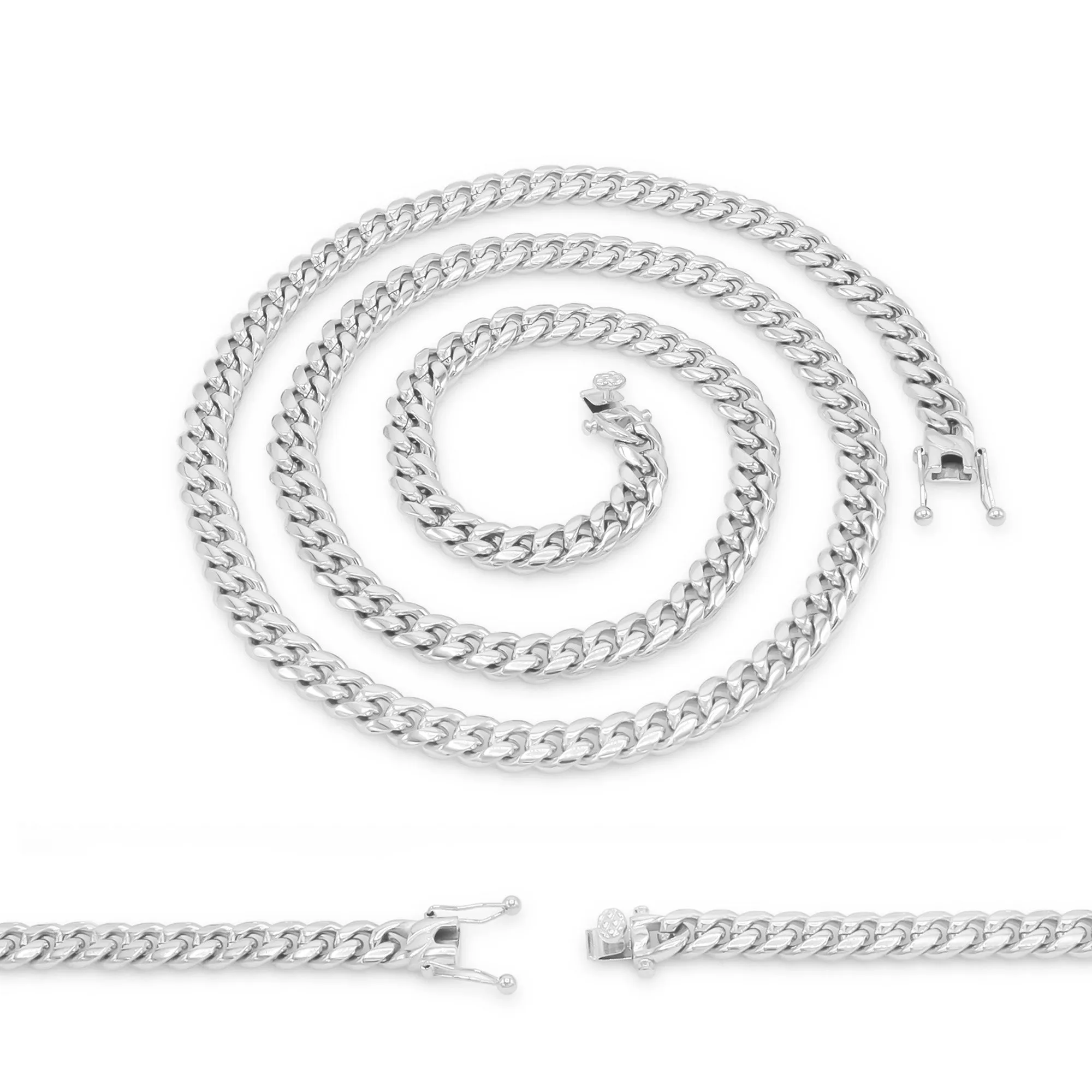 Cuban Link Chain Silver Curb Necklace 30" Stainless Steel Jewelry For Men