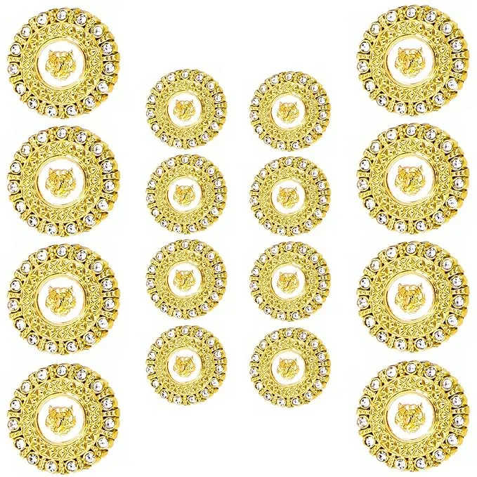 Diamond-Encrusted Lion Metal Buttons(8 Big   8 Small)