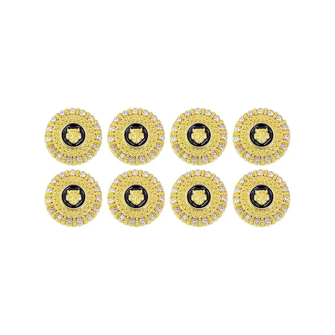 Diamond-Encrusted Lion Metal Buttons(Pack of 8 Buttons)