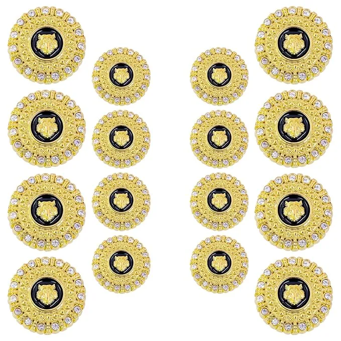 Diamond-Encrusted Lion Metal Buttons(Pack of 8 Buttons)