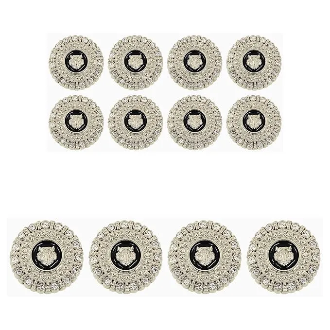 Diamond-Encrusted Lion Metal Buttons(Pack of 8 Buttons)