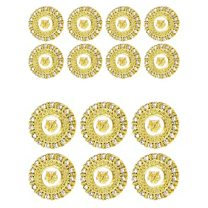 Diamond-Encrusted Lion Metal Buttons(Pack of 8 Buttons)