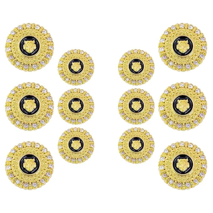 Diamond-Encrusted Lion Metal Buttons(Pack of 8 Buttons)