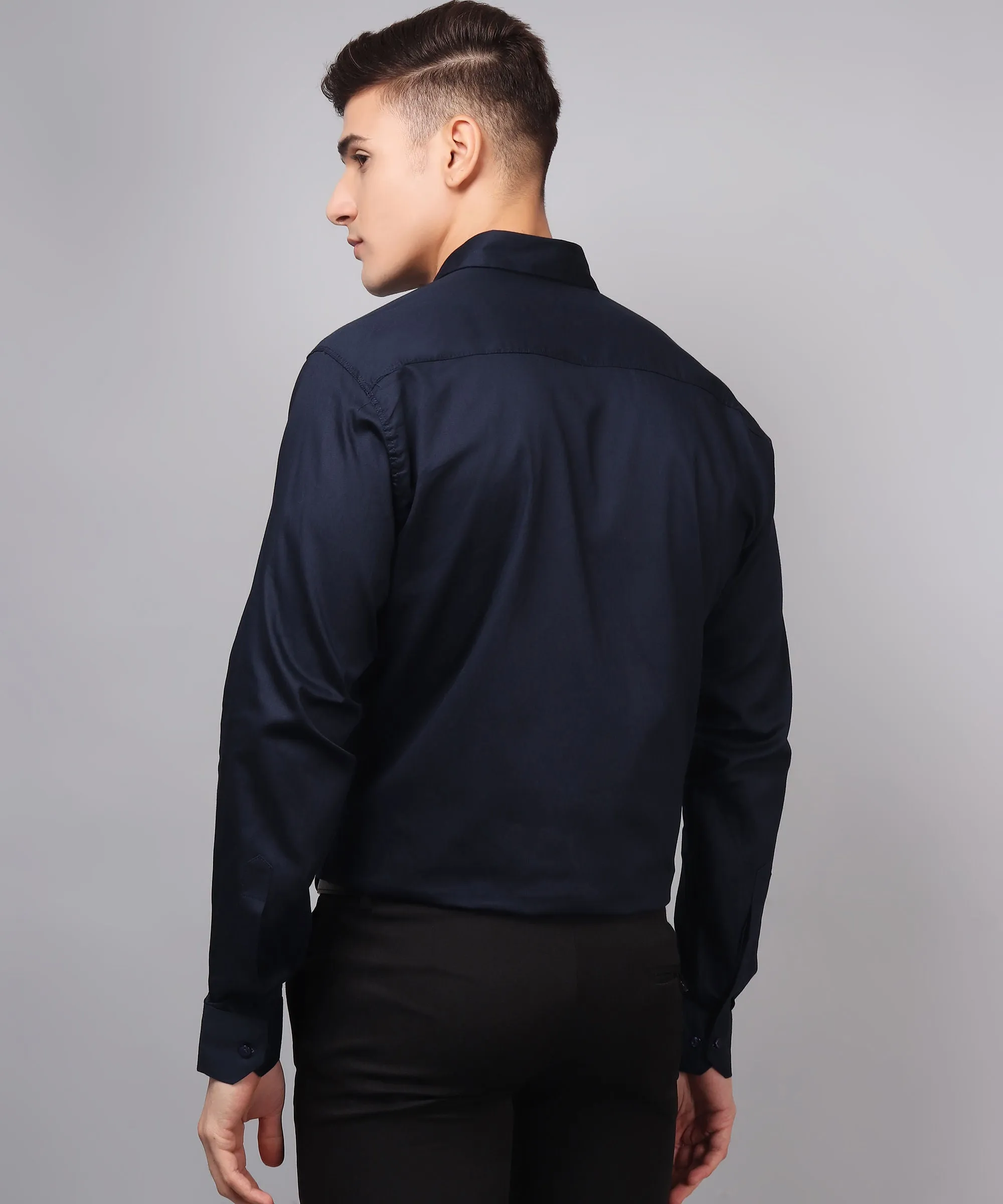 Exclusive TryBuy Premium Navy Blue Button-Up Shirt for Men