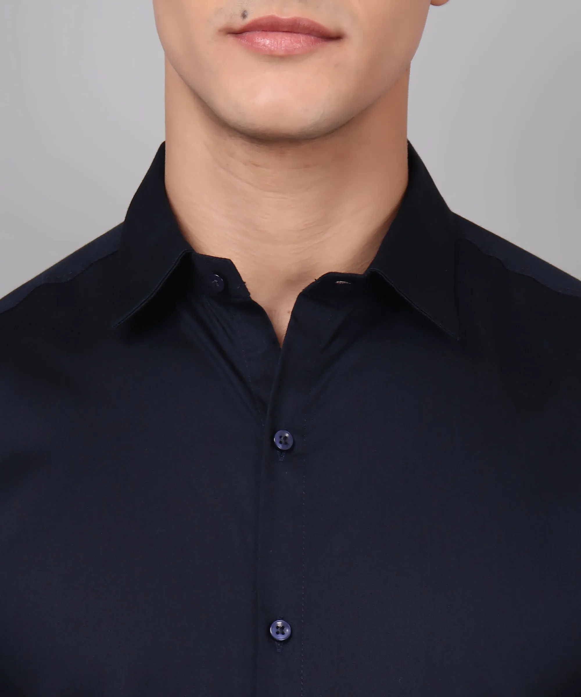 Exclusive TryBuy Premium Navy Blue Button-Up Shirt for Men