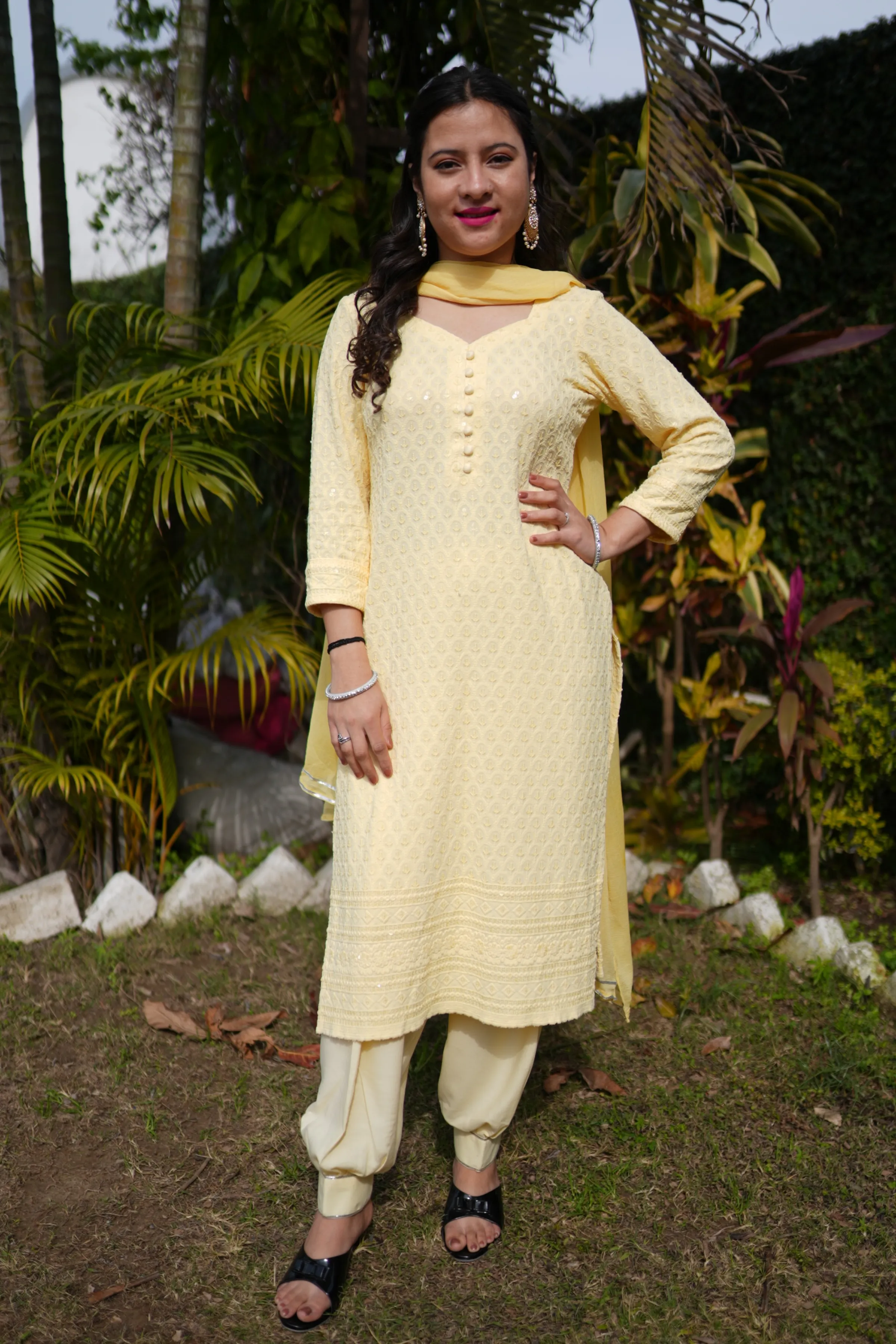 Festive Lemon Sequined Couple Outfit