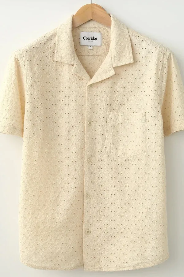 Floral Eyelet Short Sleeve Shirt