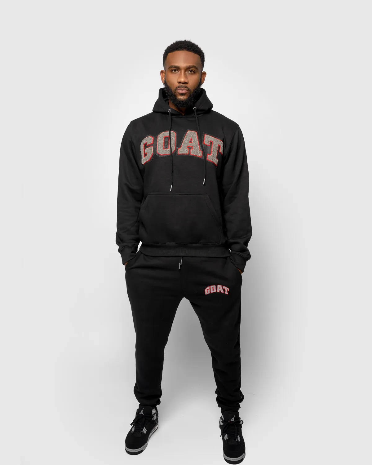 Premium Black Canvas GOAT Arch Logo Chenille Sweatsuit