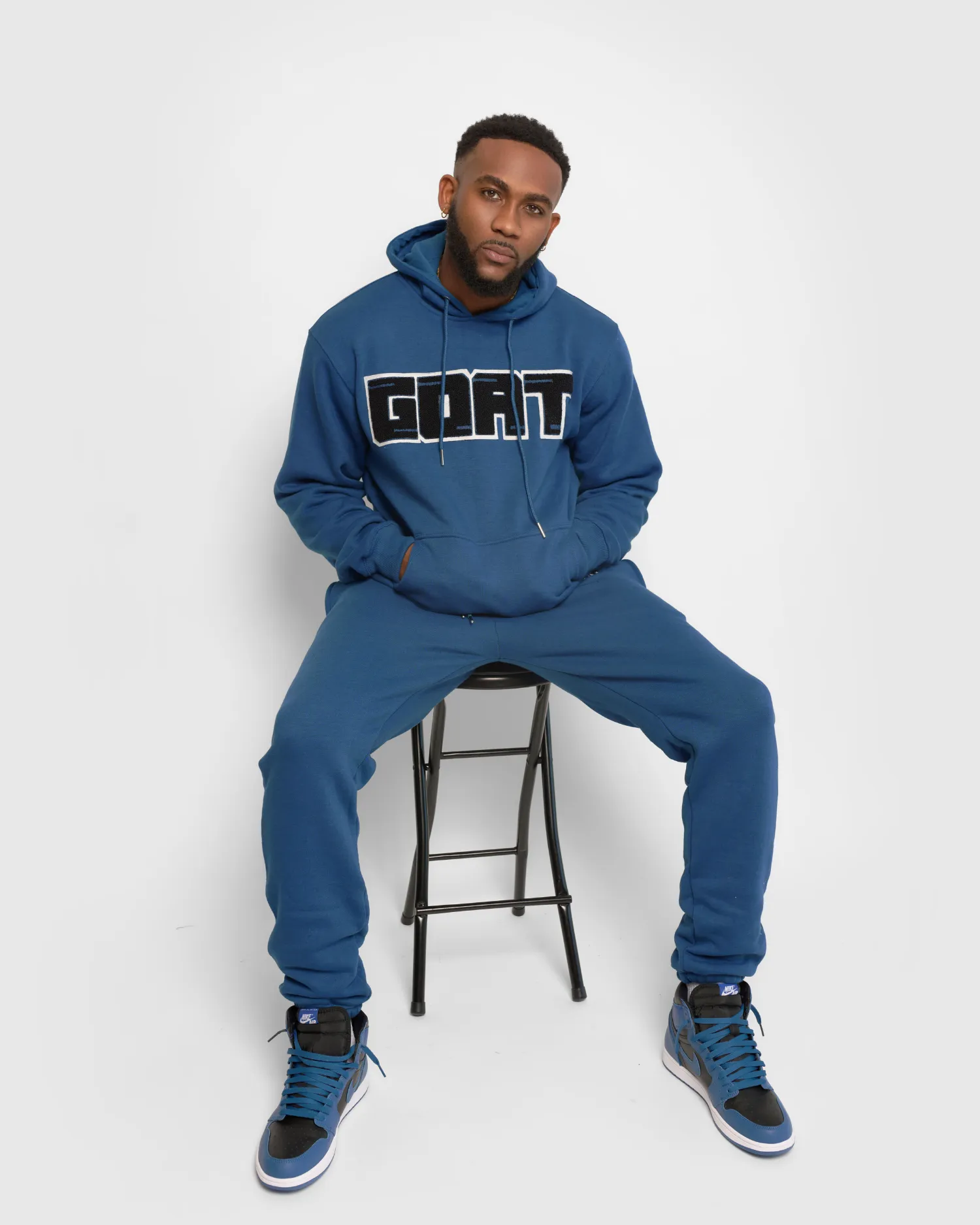 GOAT Classic Chenille Sweatsuit - Luxurious Marina Blue Cozy Set for Ultimate Comfort