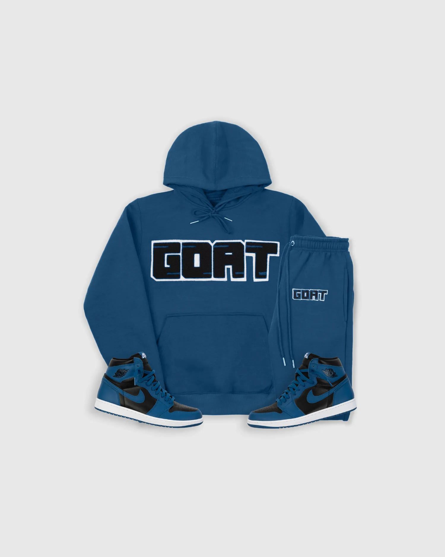 GOAT Classic Chenille Sweatsuit - Luxurious Marina Blue Cozy Set for Ultimate Comfort