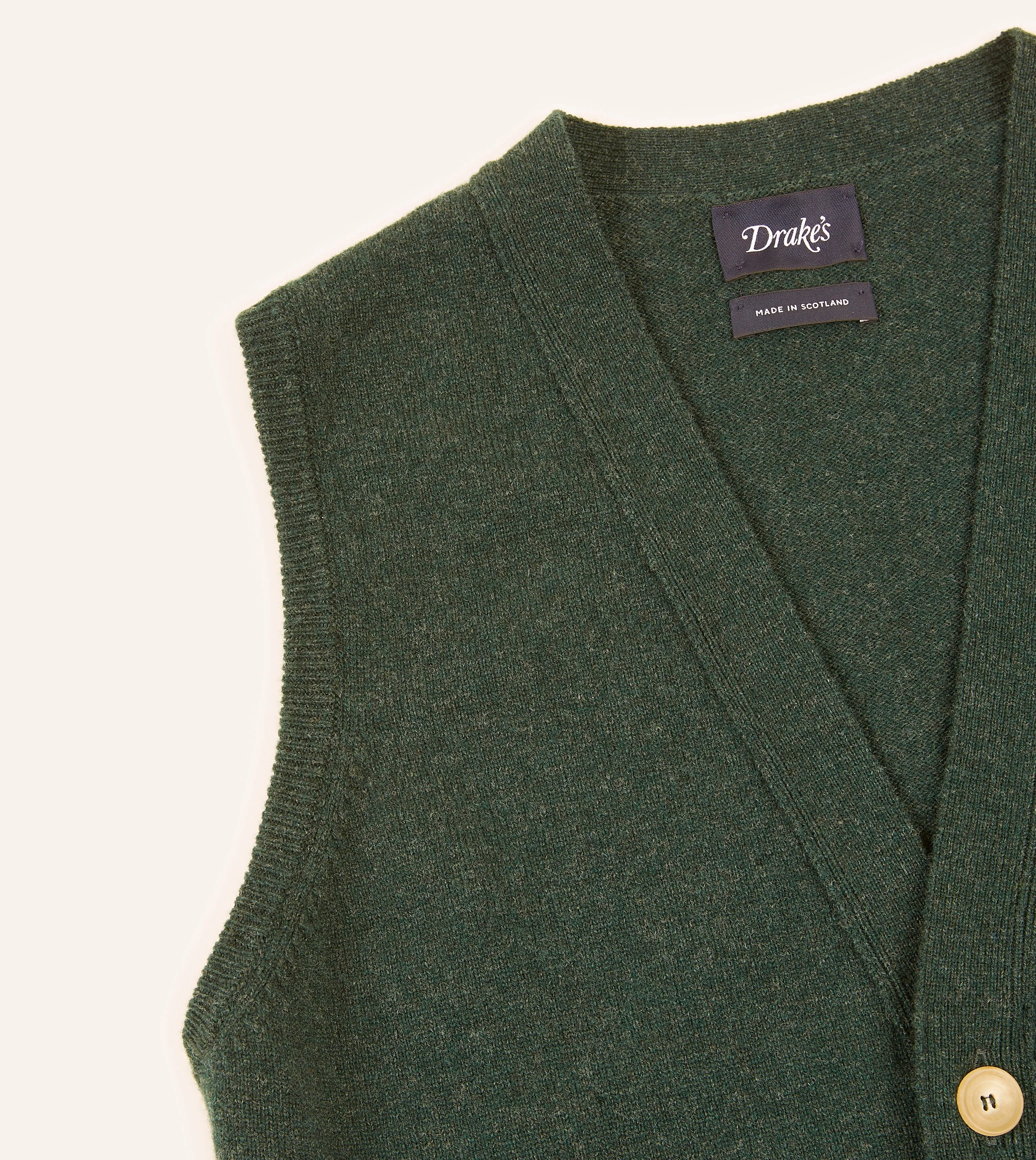 Green Lambswool Sleeveless Cardigan