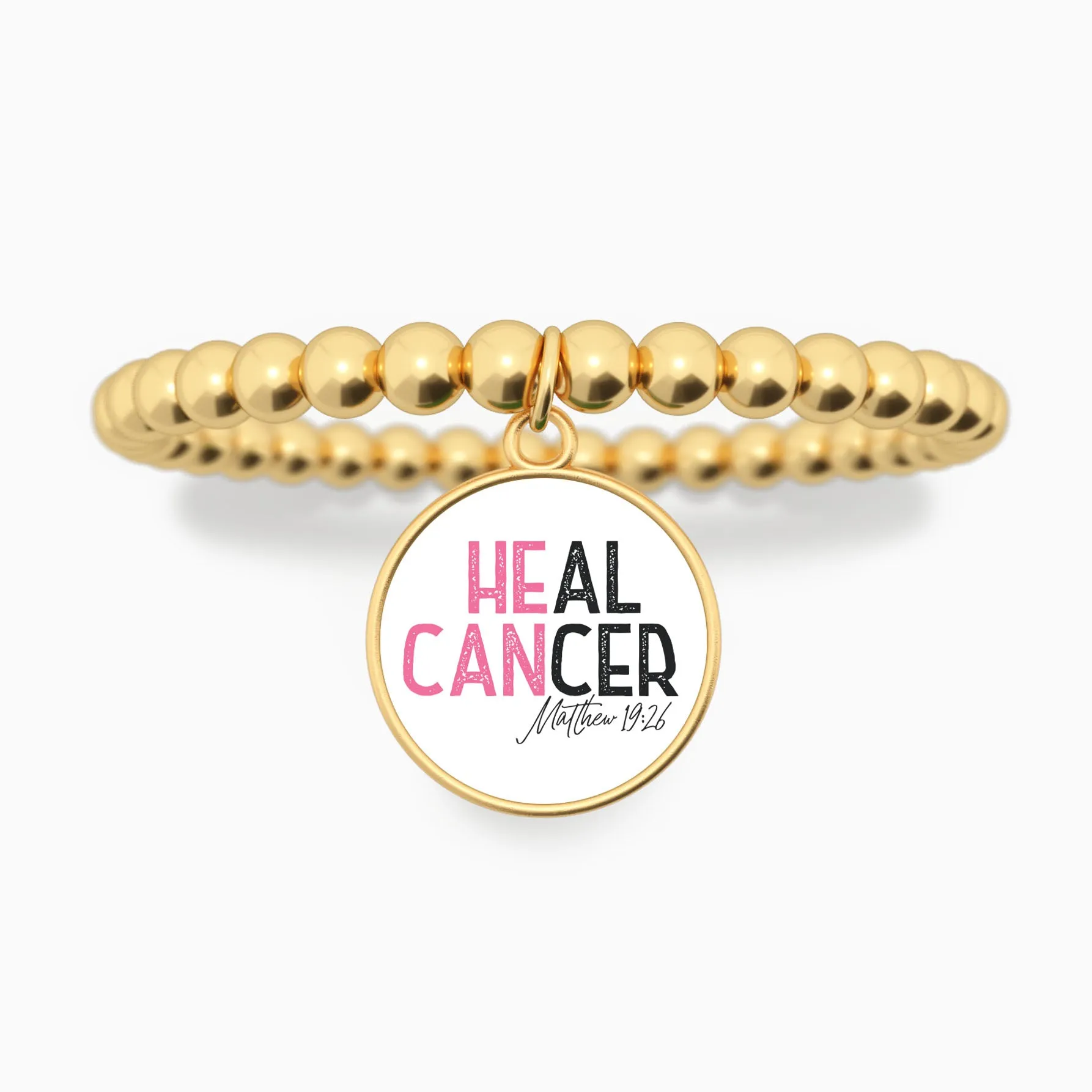 He Can Heal Cancer - Matthew 19:26 - Beaded Bracelet