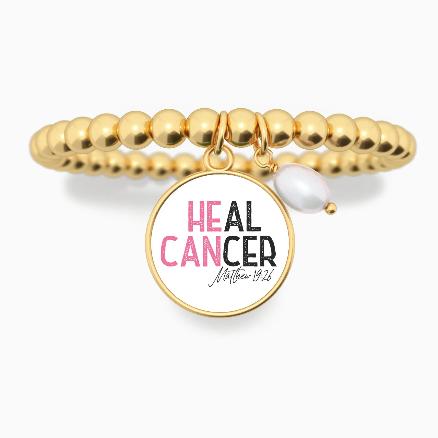 He Can Heal Cancer - Matthew 19:26 - Beaded Bracelet