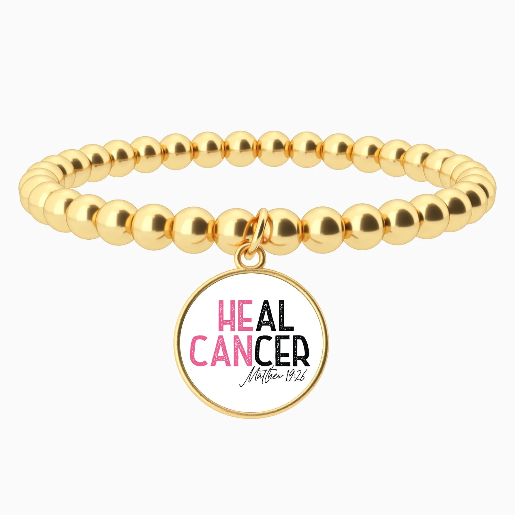 He Can Heal Cancer - Matthew 19:26 - Beaded Bracelet