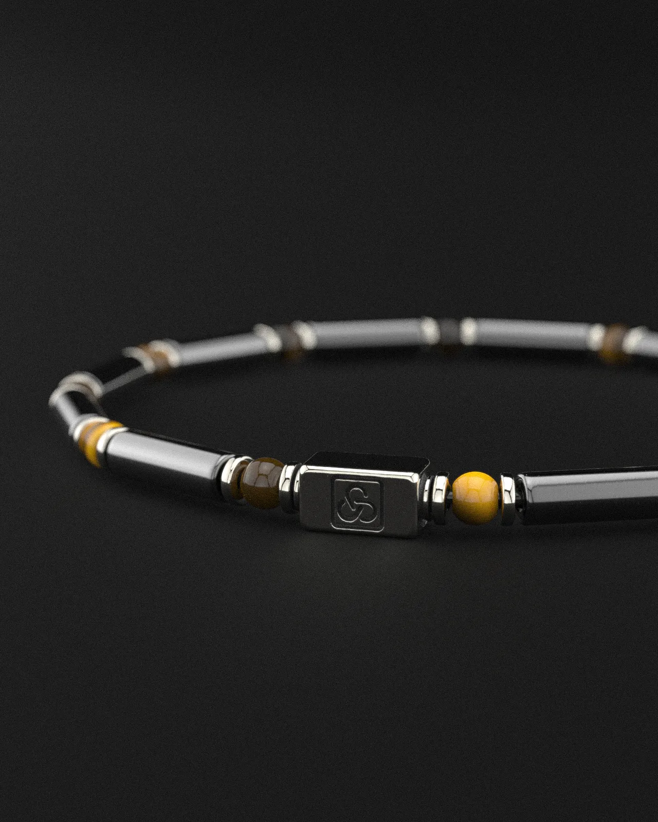 Hematite   Tiger Eye Bracelet Pipe | Spacer