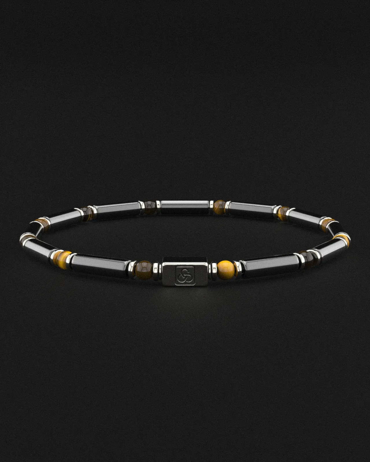 Hematite   Tiger Eye Bracelet Pipe | Spacer