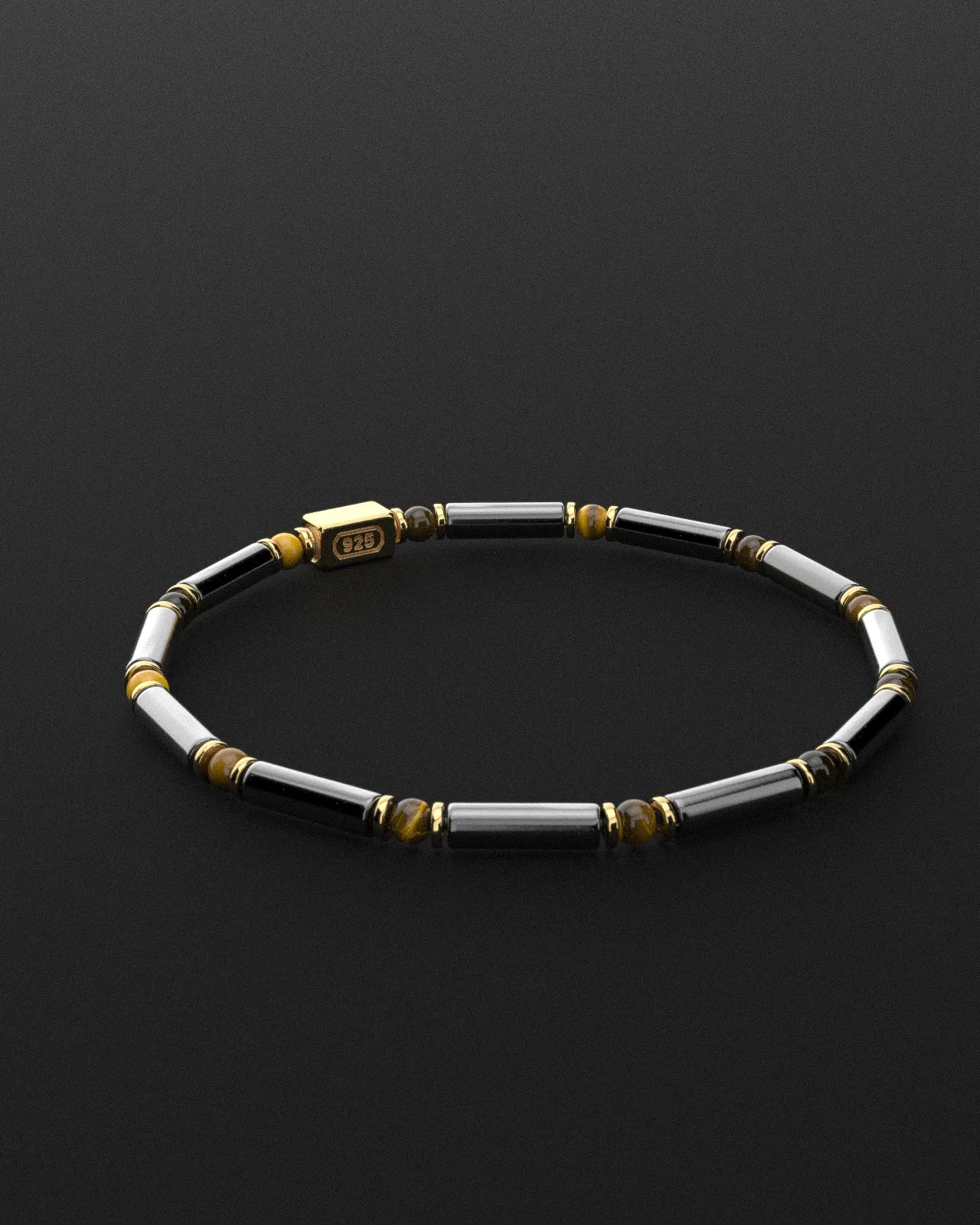 Hematite   Tiger Eye Bracelet Pipe | Spacer