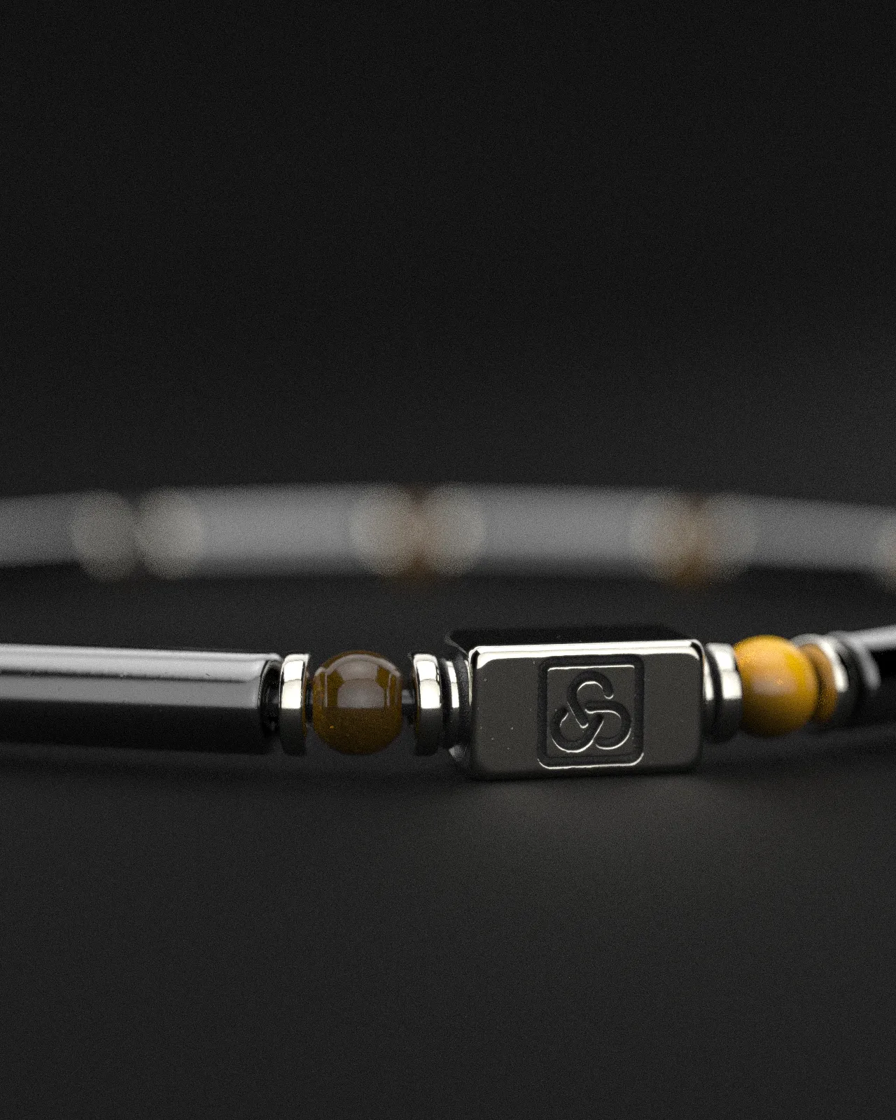 Hematite   Tiger Eye Bracelet Pipe | Spacer