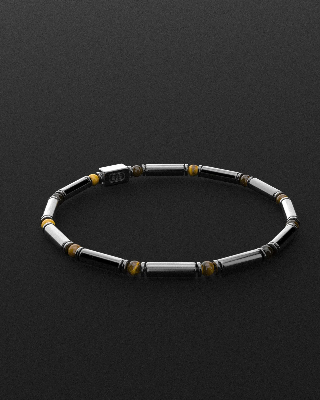 Hematite   Tiger Eye Bracelet Pipe | Spacer