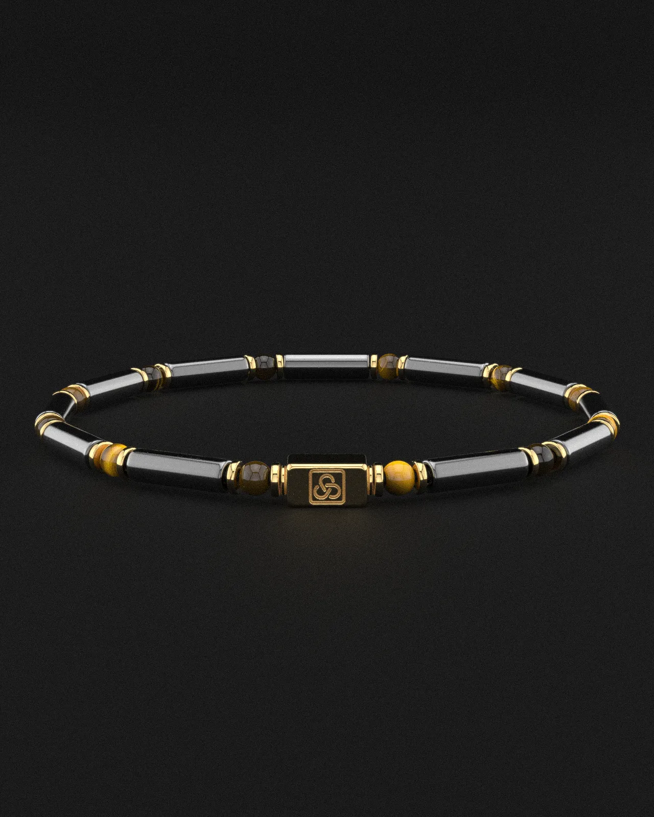 Hematite   Tiger Eye Bracelet Pipe | Spacer