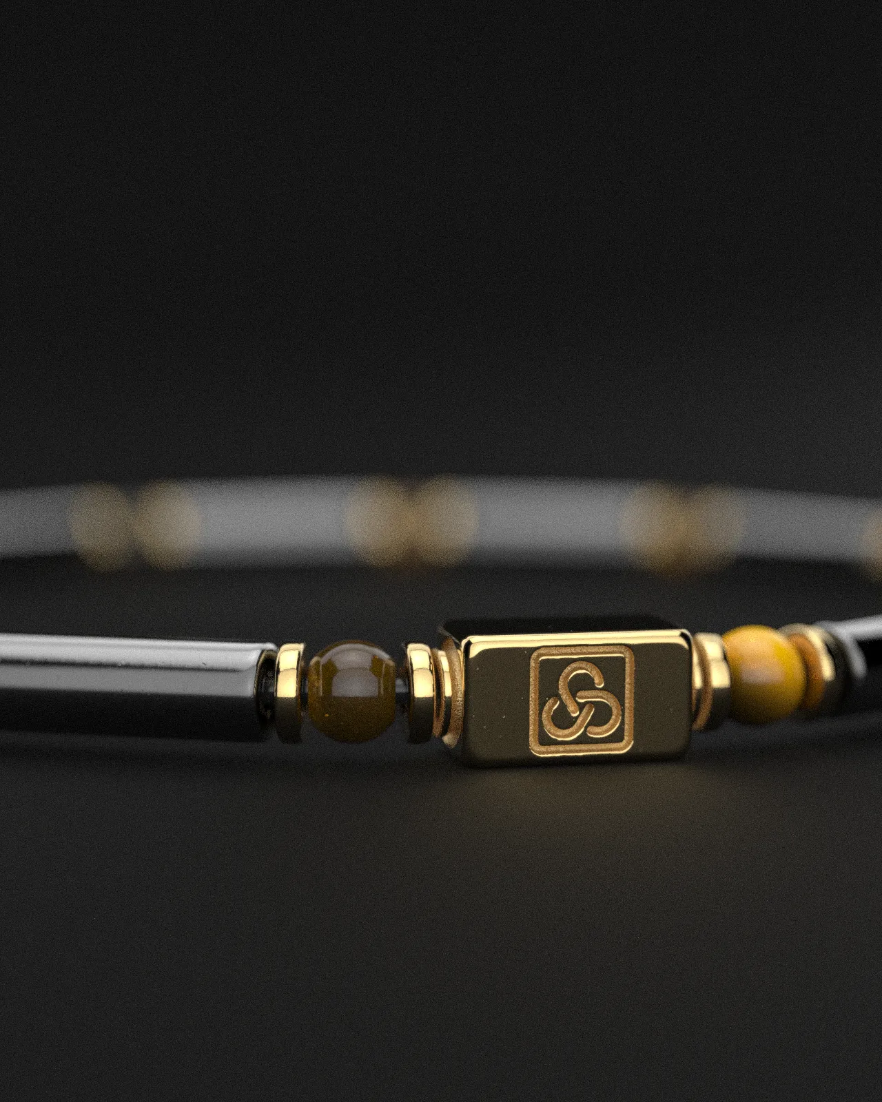 Hematite   Tiger Eye Bracelet Pipe | Spacer