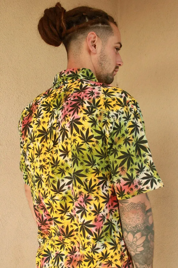 Hippie Canna-Leaf Short-Sleeve Button-Down