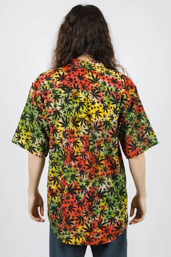 Hippie Canna-Leaf Short-Sleeve Button-Down