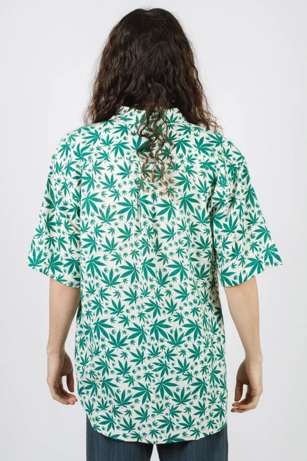 Hippie Canna-Leaf Short-Sleeve Button-Down