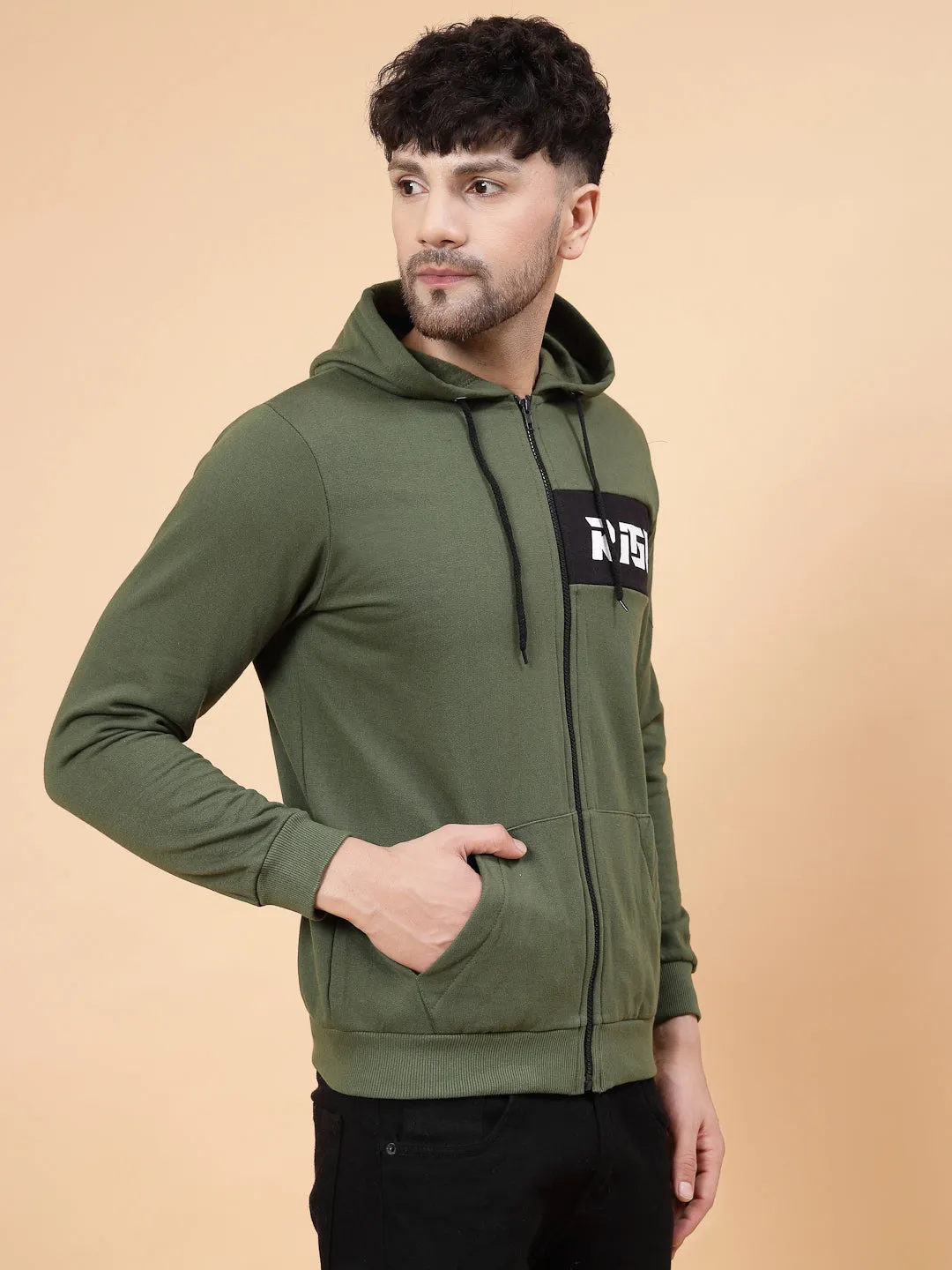 Hooded Printed Fleece Jacket