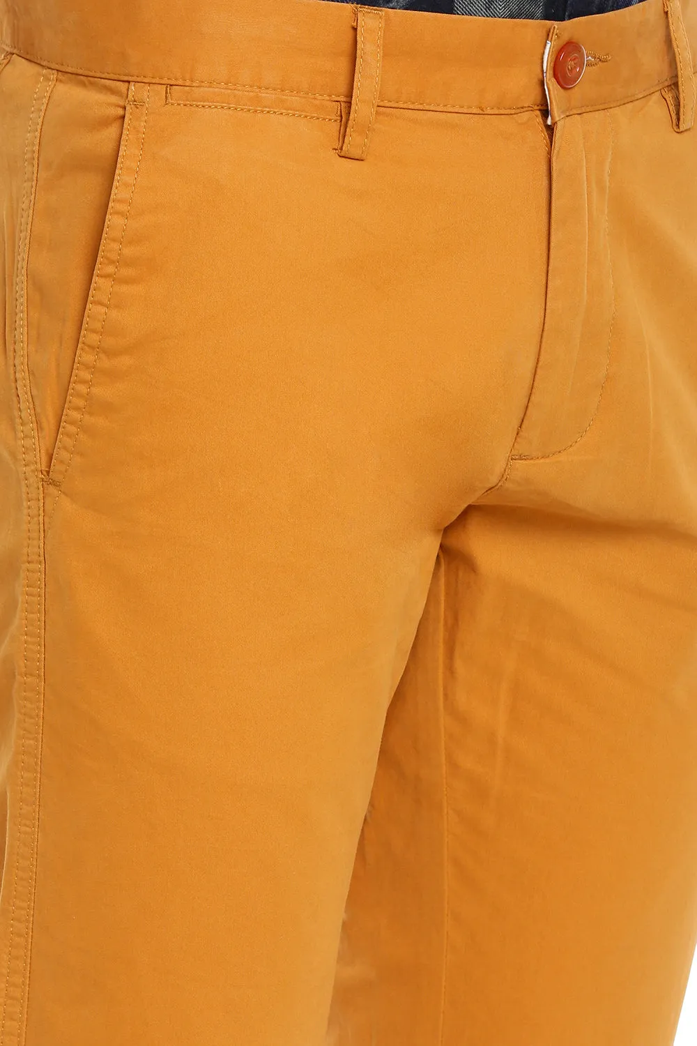 JDC Men Mustard Yellow Solid Trouser