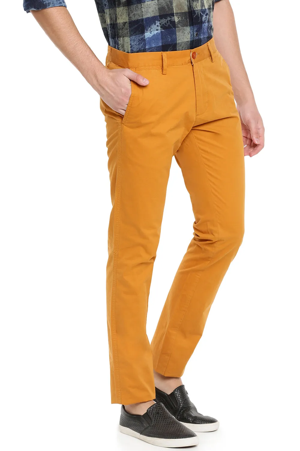 JDC Men Mustard Yellow Solid Trouser