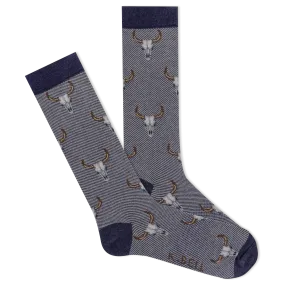 K.Bell Men's Cattle Skulls Denim Crew Sock