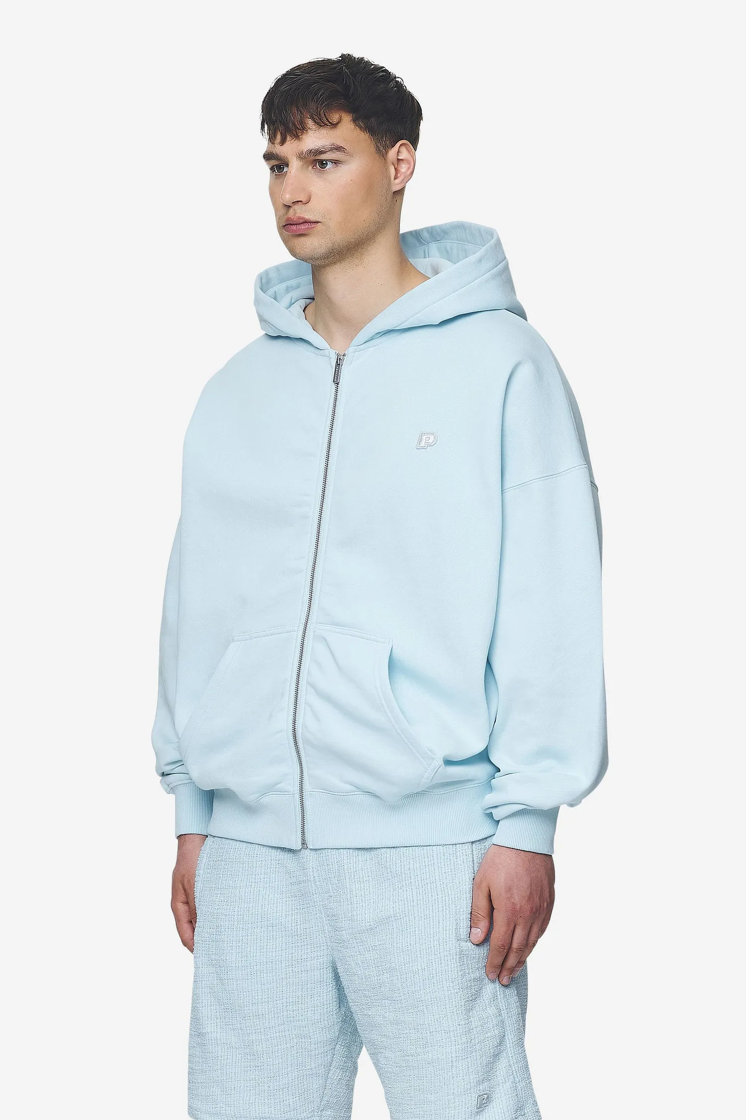 Leono Boxy Sweat Jacket Washed Baby Blue Baby Blue