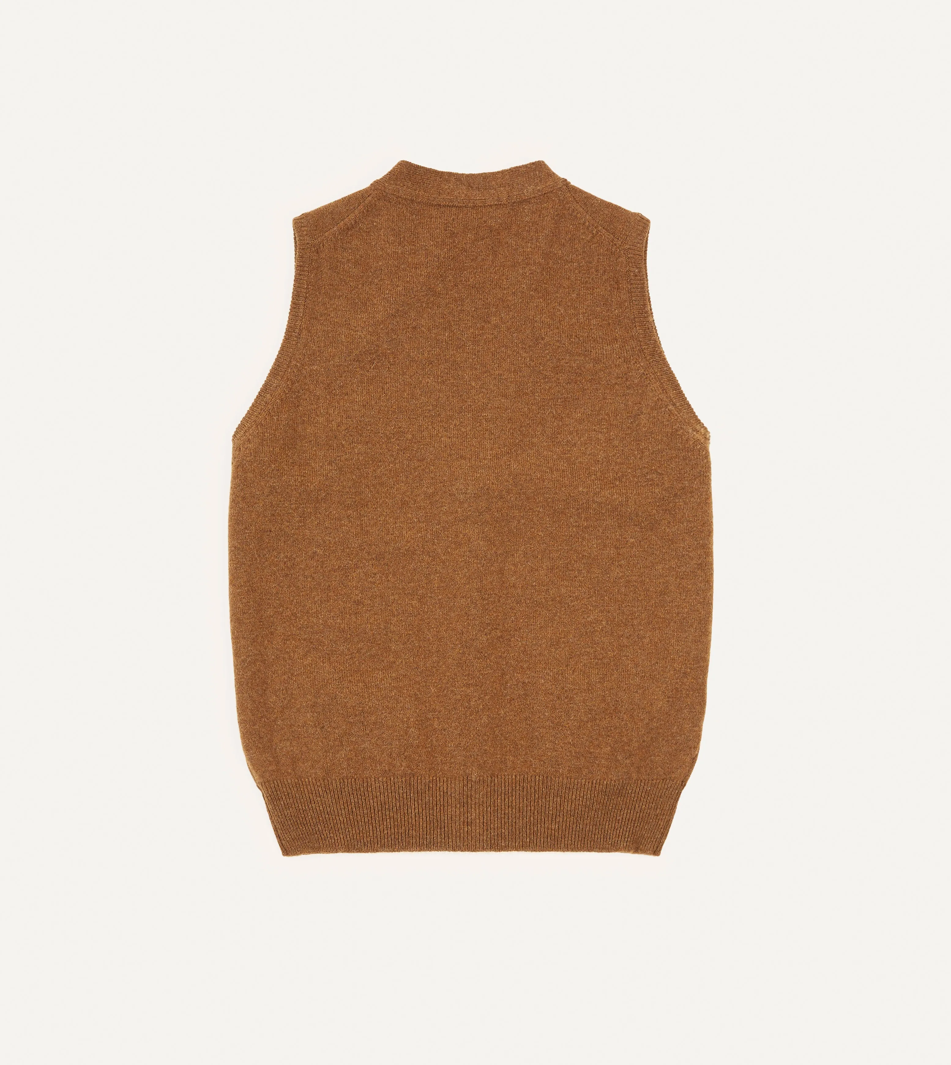 Light Brown Lambswool Sleeveless Cardigan