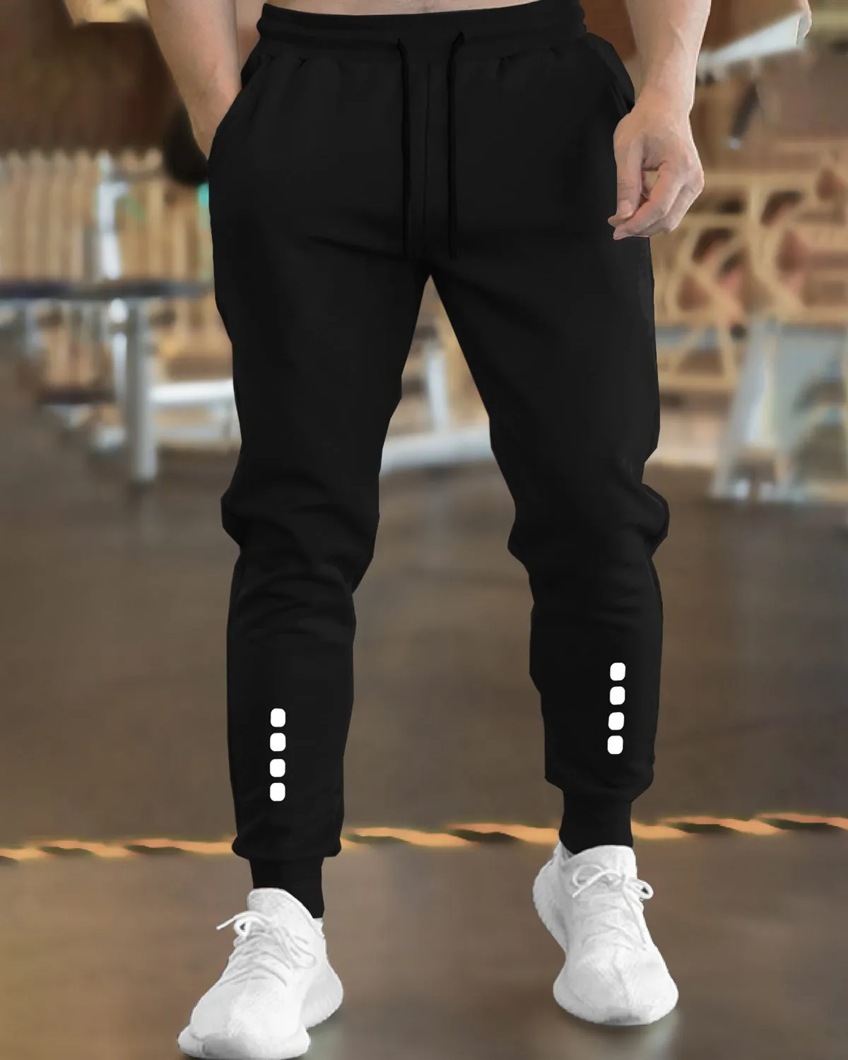 Men Black Cuffed TrackPant