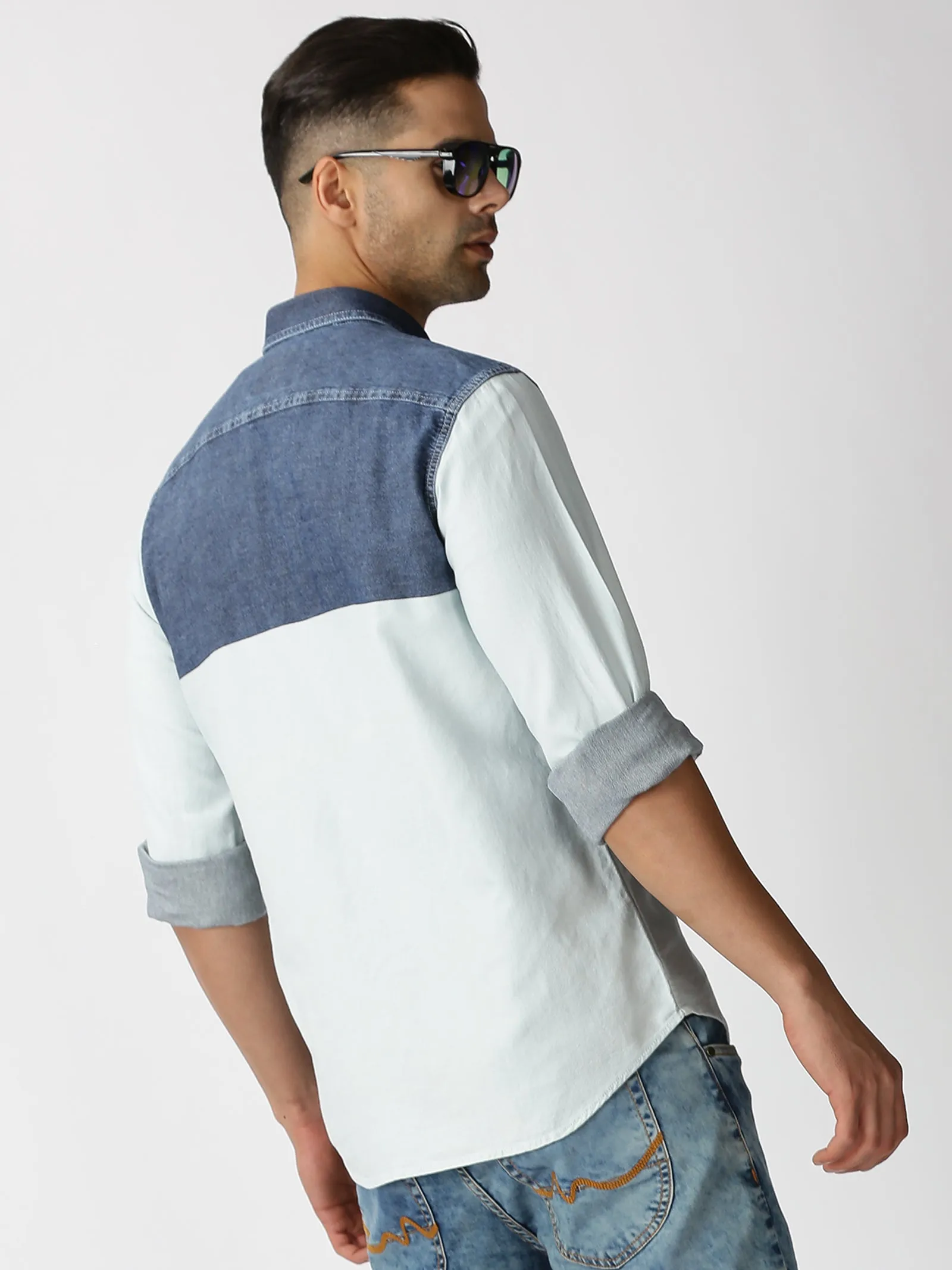 MEN'S BLUE SOLID SLIM FIT SHIRT