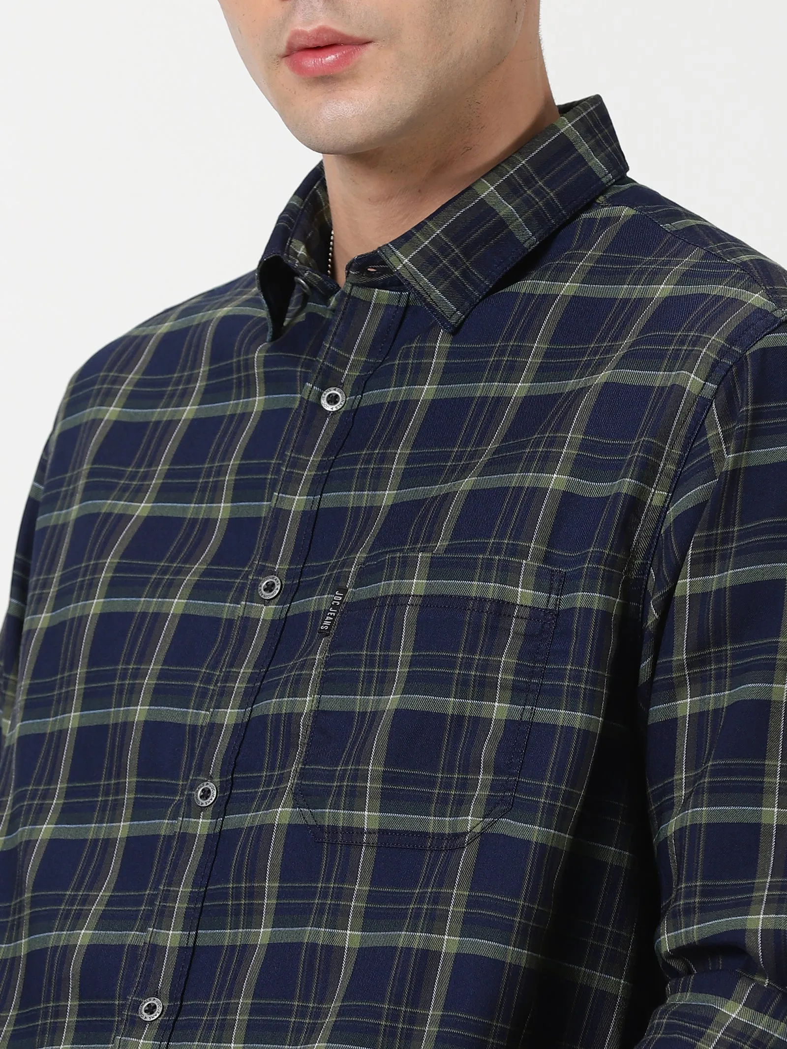 MEN'S GREEN CHECKS SLIM FIT SHIRT