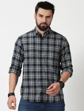 MEN'S GREEN CHECKS SLIM FIT SHIRT