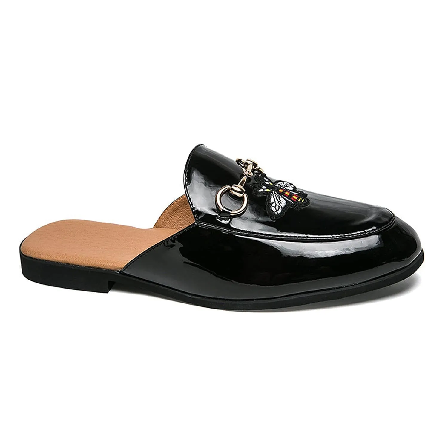 Men's Patent Leather Buckle Slippers Mules