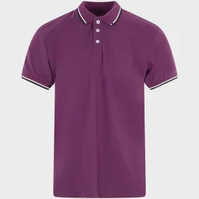 Men`s Tipped Collar Polo Plum