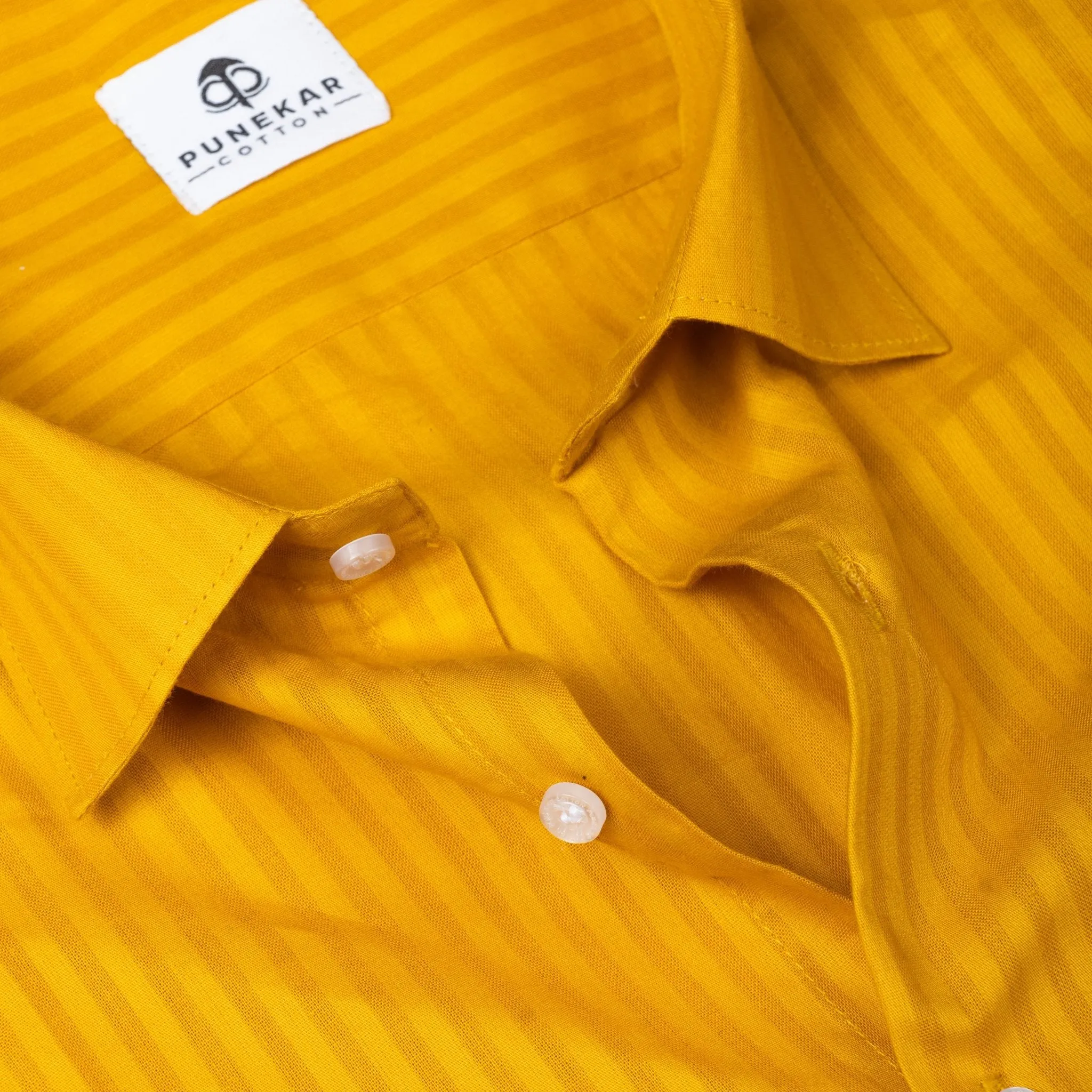 Mustard yellow Color vertical Cotton stripe Shirt For Men