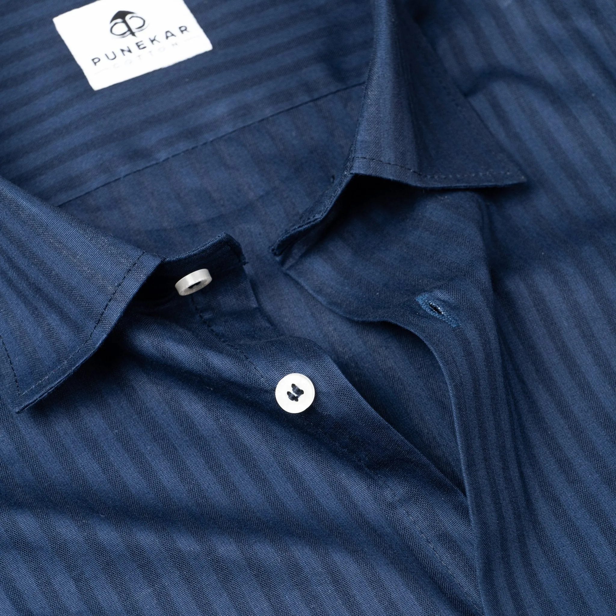 Navy Blue Color vertical Cotton stripe Shirt For Men