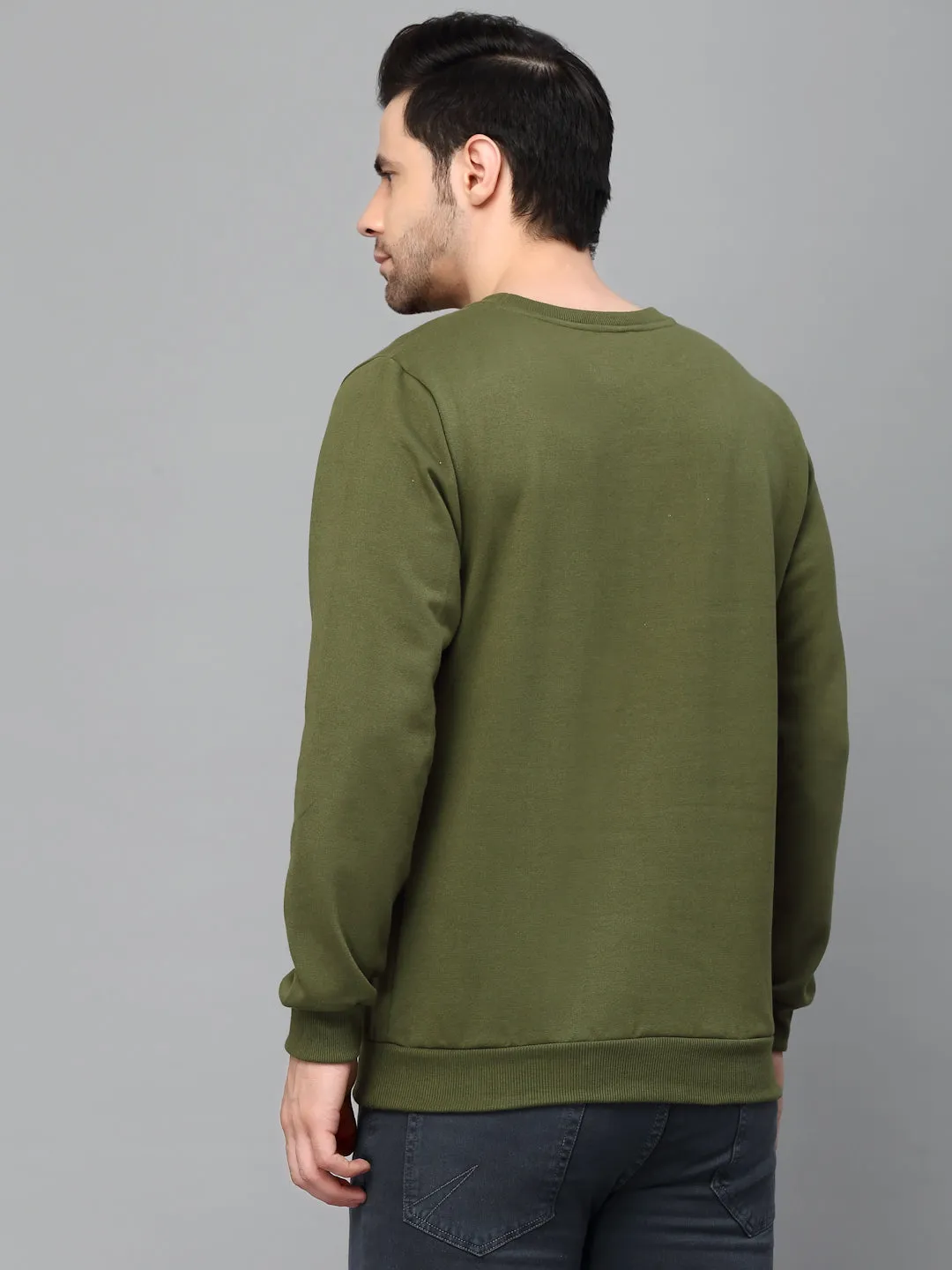 Neck Stitch Detail Basic Fleece Sweatshirt