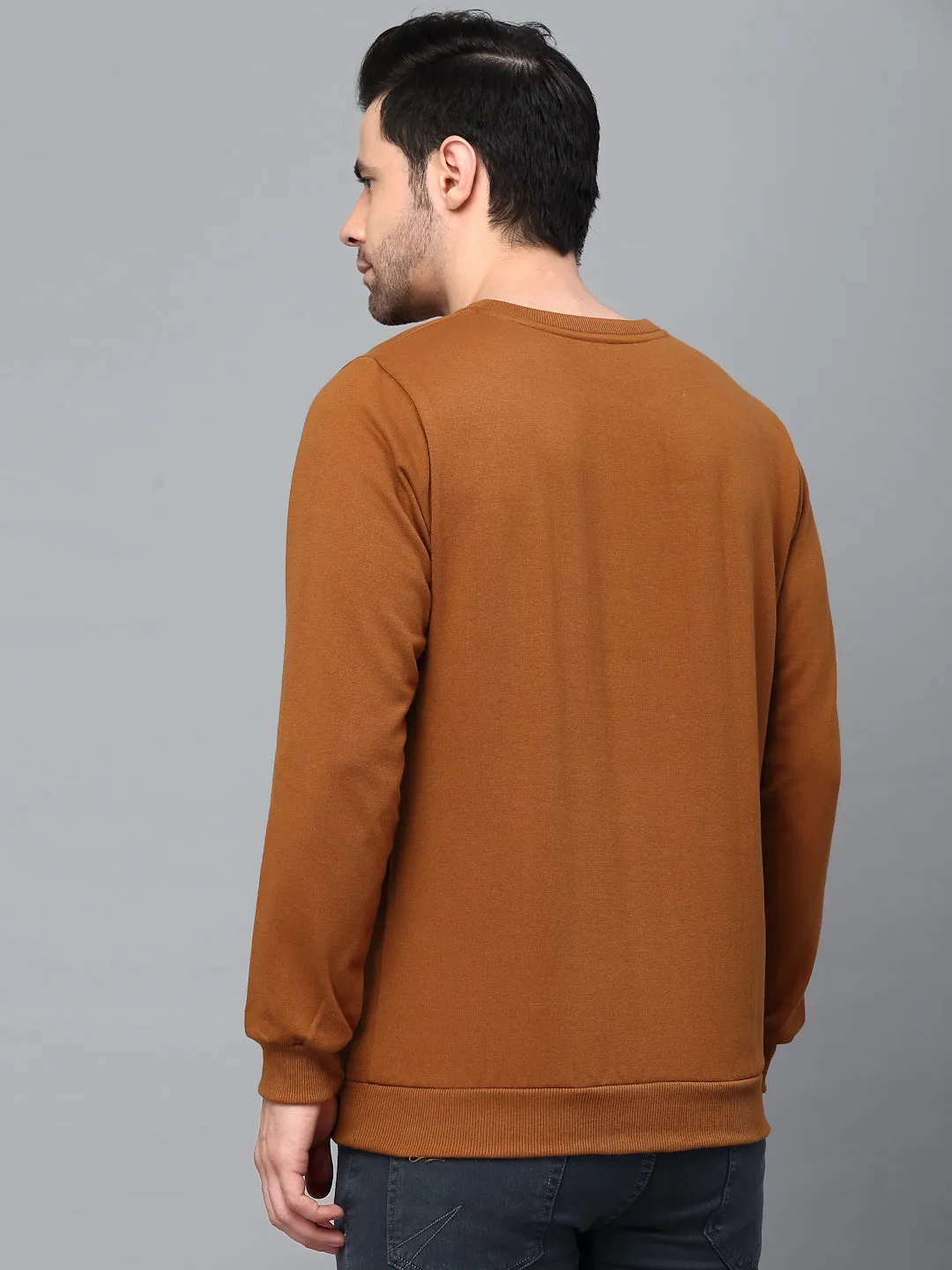 Neck Stitch Detail Basic Fleece Sweatshirt