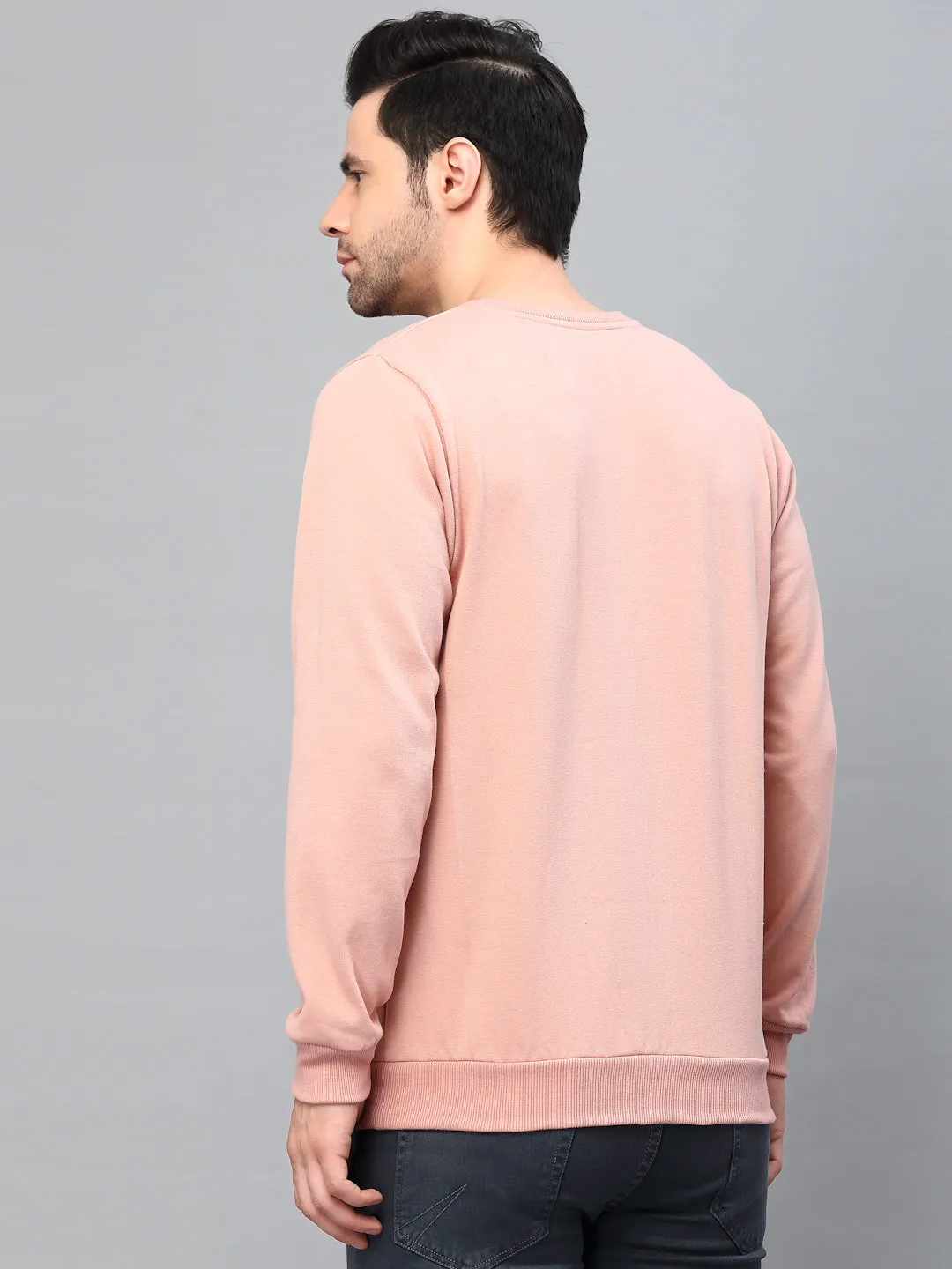 Neck Stitch Detail Basic Fleece Sweatshirt