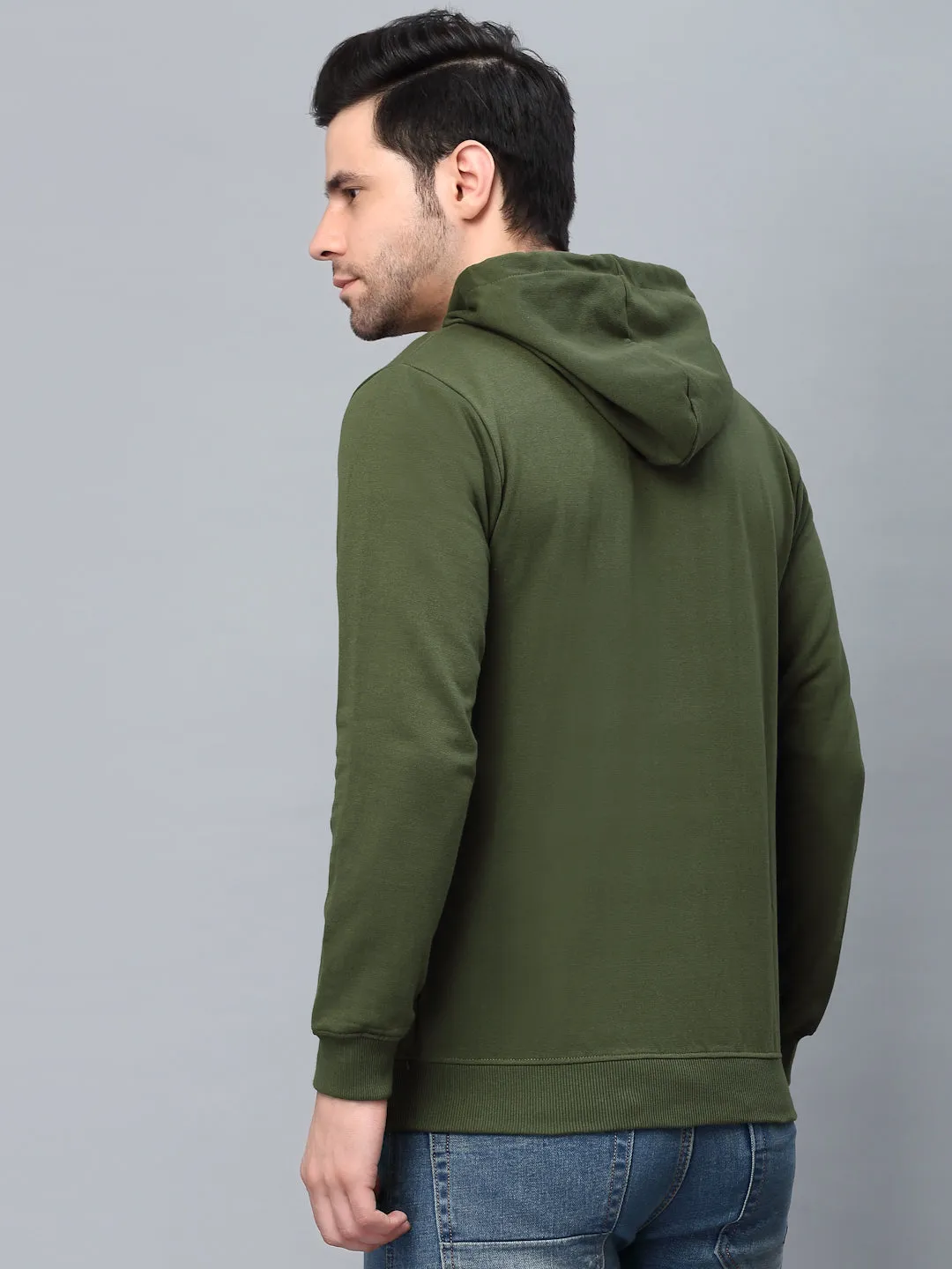 Olive Green Hood Fleece Jacket